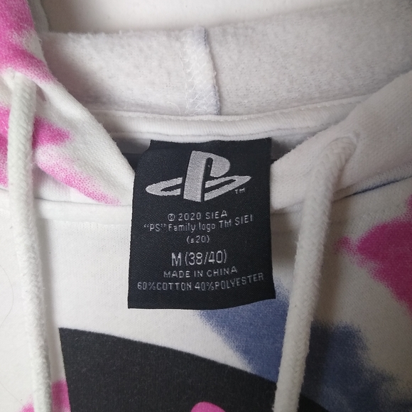 Tie dye Playstation Hoodie White Pink Purple Size M 38-40 Gamer Video Games EUC - Picture 4 of 4